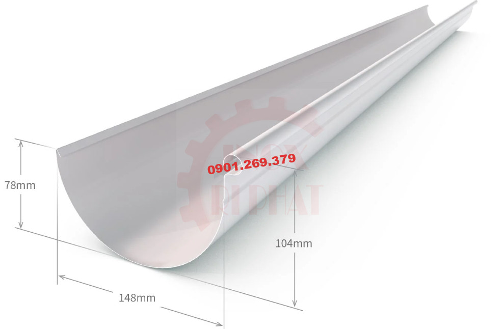 kích thước máng xối inox tròn