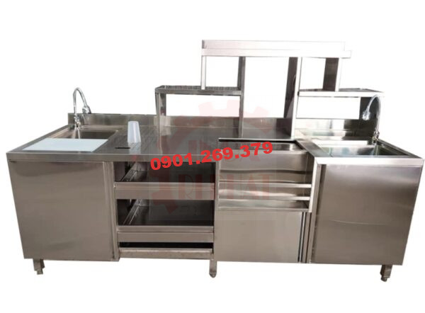 Quầy Pha Chế Trà Sữa Inox