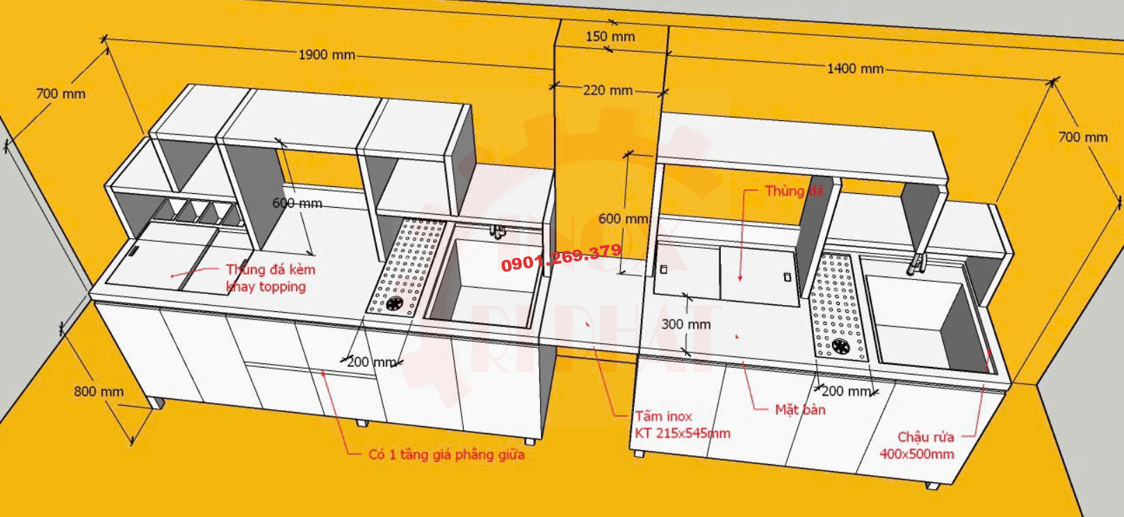 Sản xuất quầy bar inox theo yêu cầu