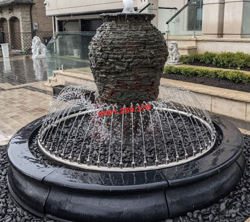 vòng phun inox tiểu cảnh tượng đá