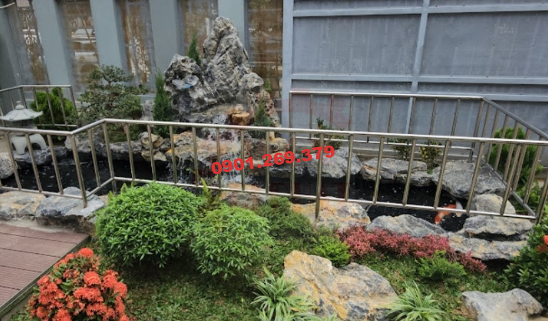 lan can inox hồ cá Koi lan can inox hồ cá Koi