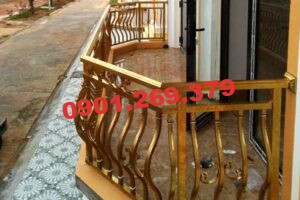 lan can inox hoa văn mạ vàng