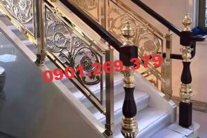 cầu thang inox hoa văn cắt cnc