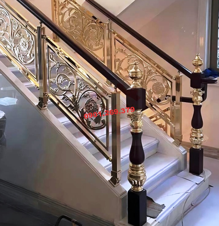 cầu thang inox hoa văn cắt cnc