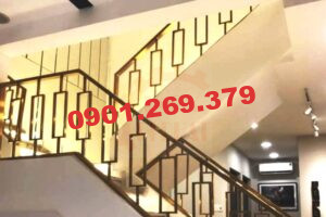 cầu thang lan can inox mạ vàng