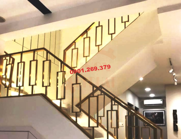 cầu thang lan can inox mạ vàng cầu thang lan can inox mạ vàng