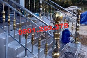 lan can inox ngoài trời mạ vàng