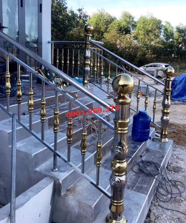 lan can inox ngoài trời mạ vàng lan can inox ngoài trời mạ vàng