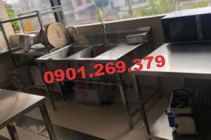 Chậu Rửa Inox 2 Ngăn Có Chân