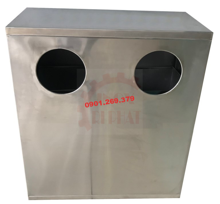 thùng rác inox công nghiệp 2 ngăn lỗ tròn thùng rác inox công nghiệp 2 ngăn lỗ tròn