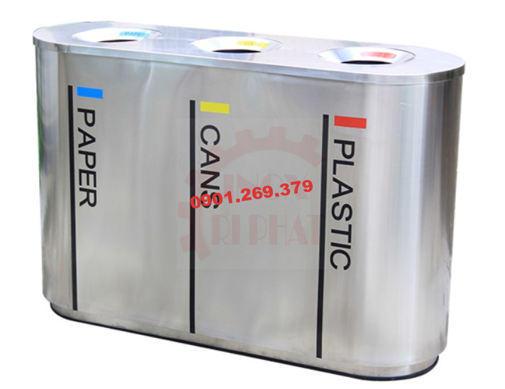 thùng rác inox công nghiệp phân loại 3 ngăn thùng rác inox công nghiệp phân loại 3 ngăn