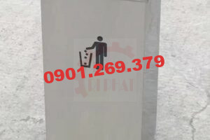 thùng rác inox nắp bập bênh