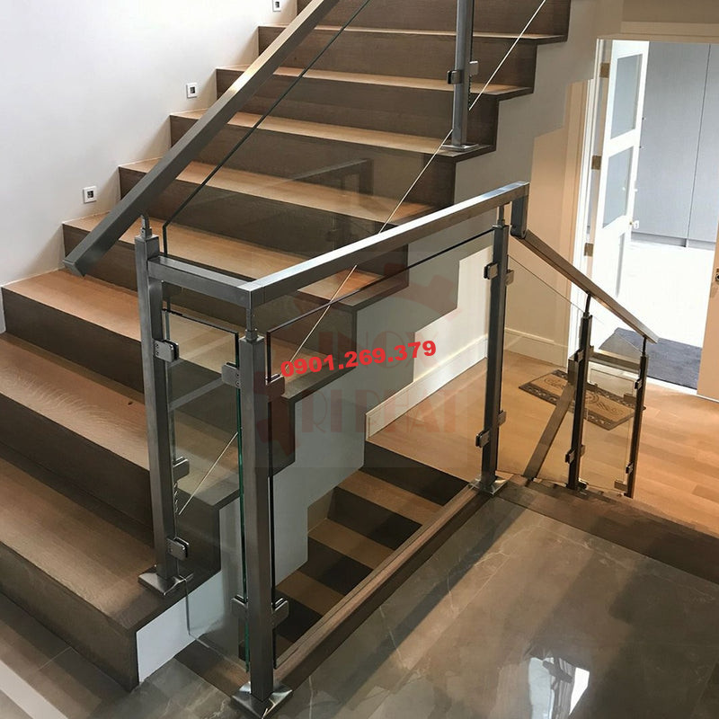 tay vịn cầu thang inox vuông cho cầu thang kính tay vịn cầu thang inox vuông cho cầu thang kính